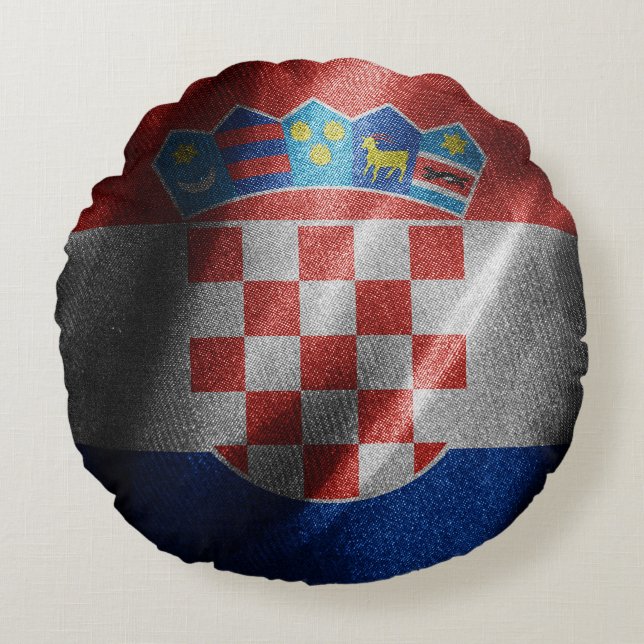Kroatische zijde vlag rond kussen (Voorkant)