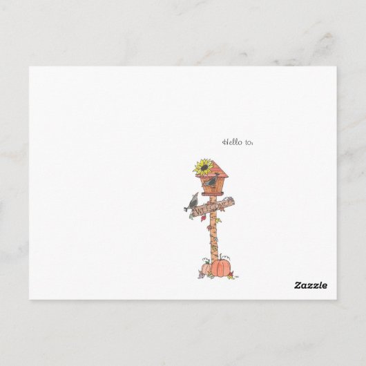 Kroegen in het najaar van de herfst van Birdhouse Briefkaart (Achterkant)