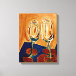 Kroegentoast met Vier Wijn Glazen Canvas Afdruk