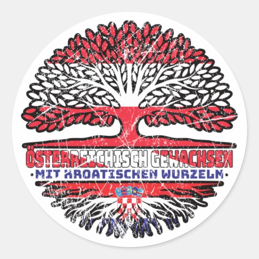 Kroen Desterreichisch Baum Ronde Sticker (Voorkant)