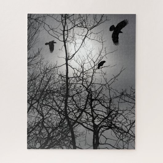 Kroes Silhouette Ggloing Sun Trees Gothic Scene Legpuzzel (Verticaal)