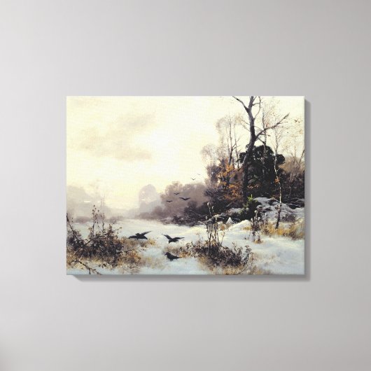 Krogen in een winterlandschap, 1907 canvas afdruk (Voorkant)