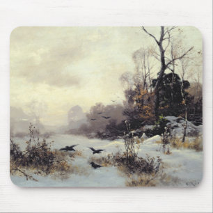 Krogen in een winterlandschap, 1907 muismat
