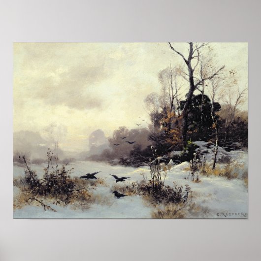 Krogen in een winterlandschap, 1907 poster (Voorkant)