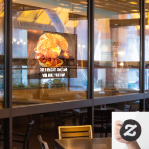 Kroissant met bacon, ei en kaas restaurant aanpass raamsticker