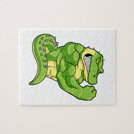 Krokodil als Bodybuilder en grote spieren Legpuzzel (Horizontaal)