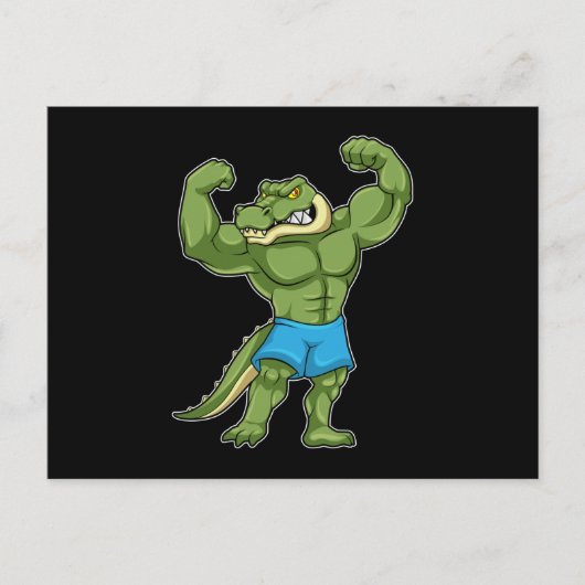 Krokodil als extreem Bodybuilder Briefkaart (Voorkant)