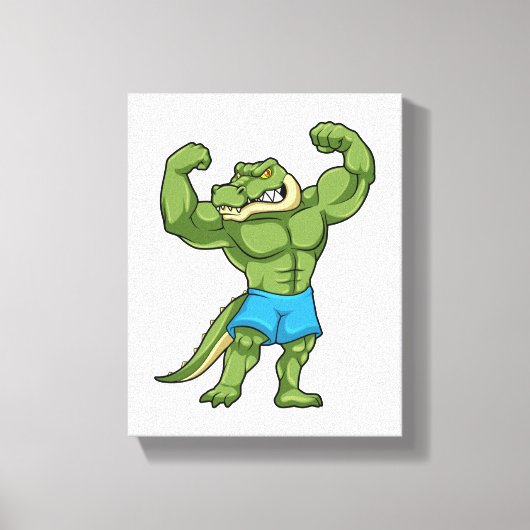 Krokodil als extreem Bodybuilder Canvas Afdruk (Voorkant)
