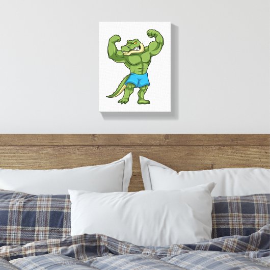 Krokodil als extreem Bodybuilder Canvas Afdruk (Insitu (Slaapkamer))