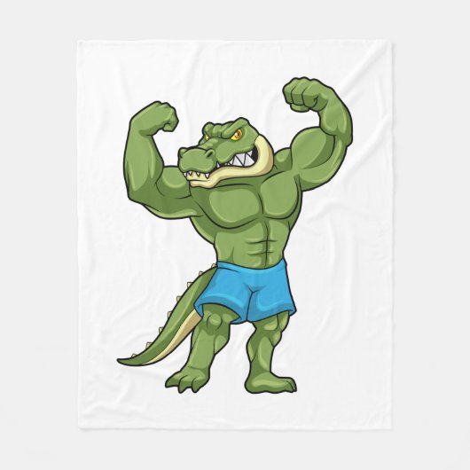 Krokodil als extreem Bodybuilder Fleece Deken (Voorkant)