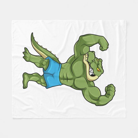 Krokodil als extreem Bodybuilder Fleece Deken (Voorkant (Horizontaal))