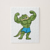 Krokodil als extreem Bodybuilder Legpuzzel (Verticaal)