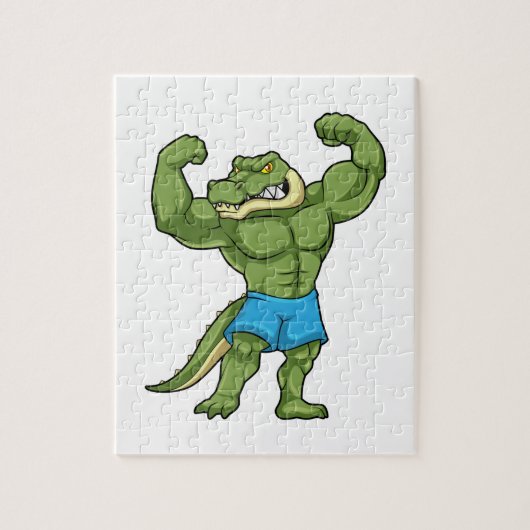Krokodil als extreem Bodybuilder Legpuzzel (Verticaal)