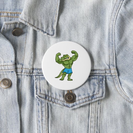 Krokodil als extreem Bodybuilder Ronde Button 7,6 Cm (In situ)