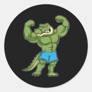 Krokodil als extreem Bodybuilder Ronde Sticker