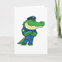 Krokodil als politieagent met politie-uniform