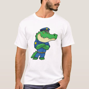Krokodil als politieagent met politieuniform t-shirt