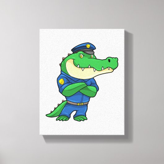Krokodil als politieagent met uniform canvas afdruk (Voorkant)