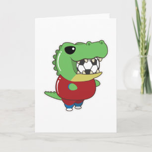 Krokodil als voetballer met voetbal kaart