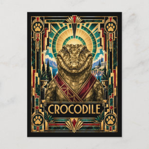 Krokodil, Art Deco Wildlife Briefkaart