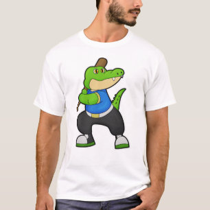 Krokodil bij honkbal met honkbalknuppel t-shirt