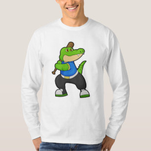 Krokodil bij honkbal met honkbalknuppel t-shirt