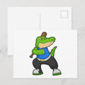 Krokodil bij honkbal met honknuppel briefkaart (Voorkant / Achterkant)