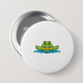krokodil bij zwemmen in water ronde button 7,6 cm (Voorkant /achterkant)