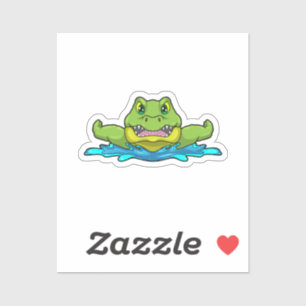 krokodil bij zwemmen in water sticker