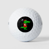 Krokodil Cartoon Golfer op Golfballen 12 Pack (Voorkant)