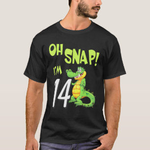 Krokodil dansend Happy My Birthday Oh Snap Im 14 T-shirt