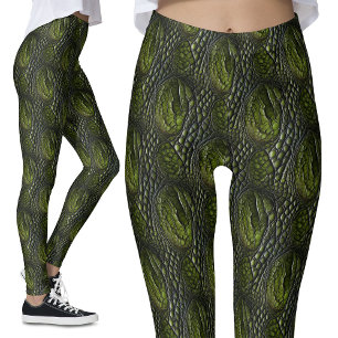 Krokodil huid draak schalen groen moeras monster leggings