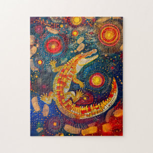 Krokodil in Aborigines-stipkunststijl Legpuzzel