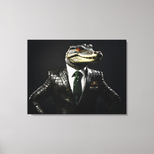 Krokodil in pak canvas afdruk