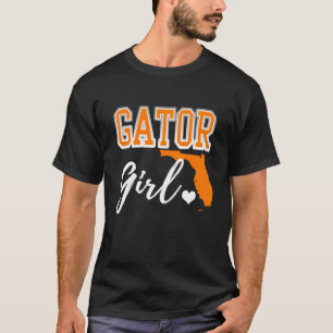 Krokodil Meisje Florida Hart Kaart Vorm Souvenir C T-shirt