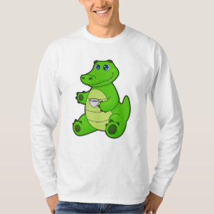Krokodil met beker koffie t-shirt