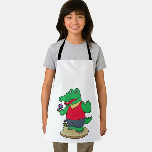 Krokodil met bloemen schort (Insitu)