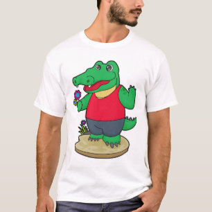 Krokodil met bloemen t-shirt