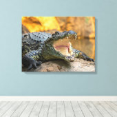 Krokodil met open mond canvas afdruk (Insitu (Houten vloer))