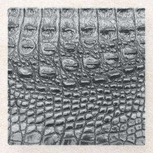 Krokodil Noir: zwart leer mystiek Glazen Onderzetter