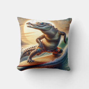 Krokodil op een surfplank kussen