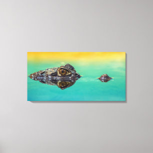 Krokodil op stilstaand water Canvasprint Canvas Afdruk