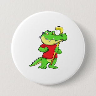 Krokodil op Veldhockey met stok Ronde Button 7,6 Cm