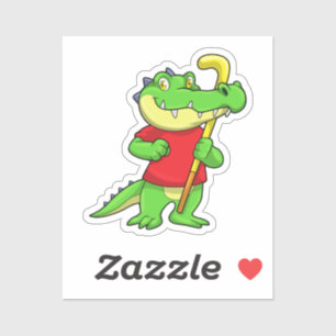 Krokodil op Veldhockey met stok Sticker