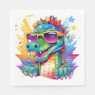 Krokodil Roze & Groen Bijpassende Verjaardag Servet