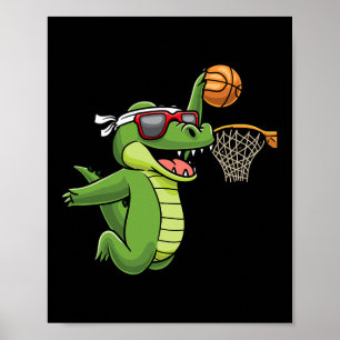Krokodil speelt Bysketbyll Alligator Bysketbyll Poster