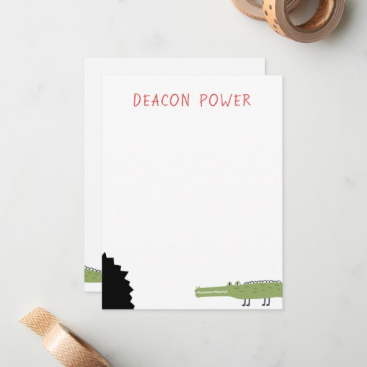 Krokodil Stationery Notitiekaartje (Voorkant / Achterkant in situ)