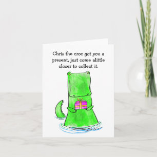 Krokodil verjaardag cadeau kaart