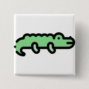 Krokodil Vierkante Button 5,1 Cm