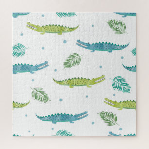 Krokodil Waterverf:  alligator patroon Legpuzzel
